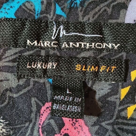 Marc Anthony luxury slim fit men's short sleeve button‎ up crocodile shirt - Picture 4 of 6